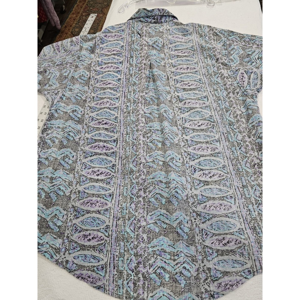 Vintage Body Objects Mens Shirt Abstract Geometric Blue Purple Gray USA Made XL - Picture 12 of 12